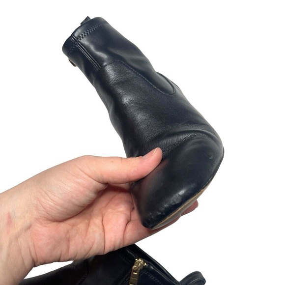 Coach Nala Bootie Leather Monogram Black Chunky Heel Side Zip Ankle Boot 6 - Picture 9 of 16